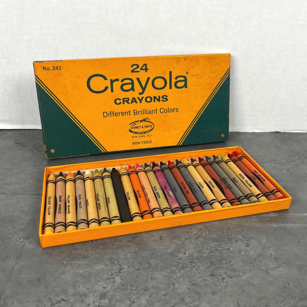 VTG 1940's-50s Crayola No 241‎ Binney & Smith 24 Crayon Set Discontinued Colors